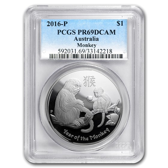 2016 Australia 1 oz Silver Lunar Monkey PR-69 PCGS 2016 Australia 1 oz Silver Lunar Monkey PR-69 PCGS
